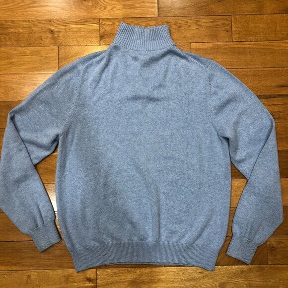 346 Brooks Brothers 1/4 Zip Long Sleeve Blue Pullover Size M - Picture 2 of 7